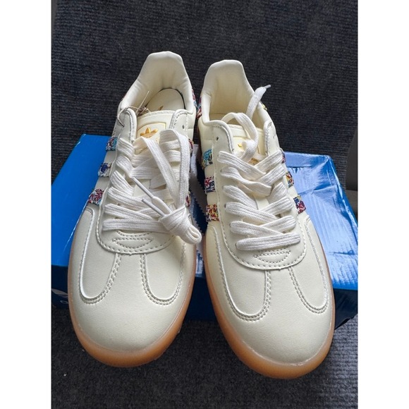 Adidas Gazelle Indoor Liberty London Beige Floral JH7370 Mens 8.5 NEW - Picture 3 of 8